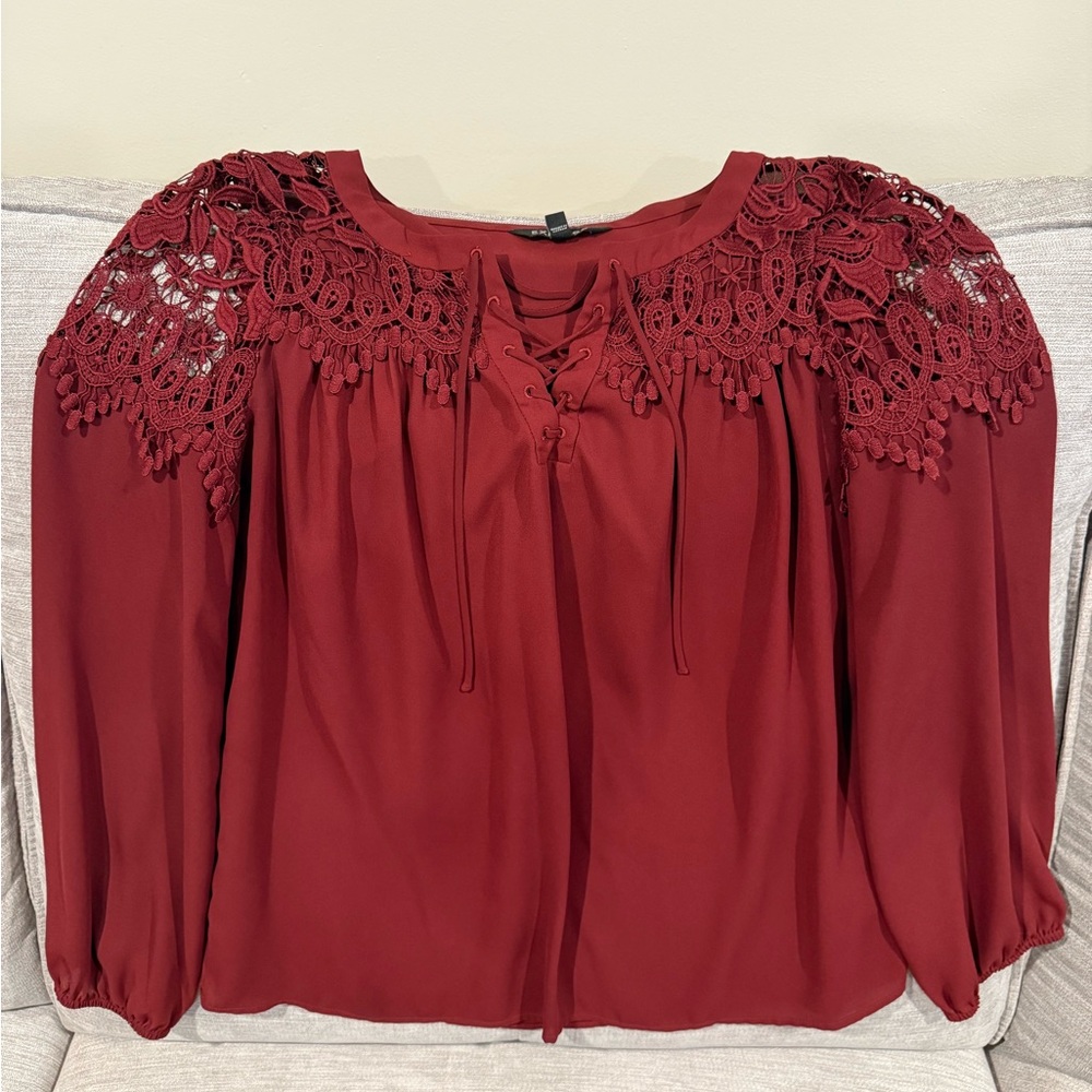Express Burgundy Lace Blouse